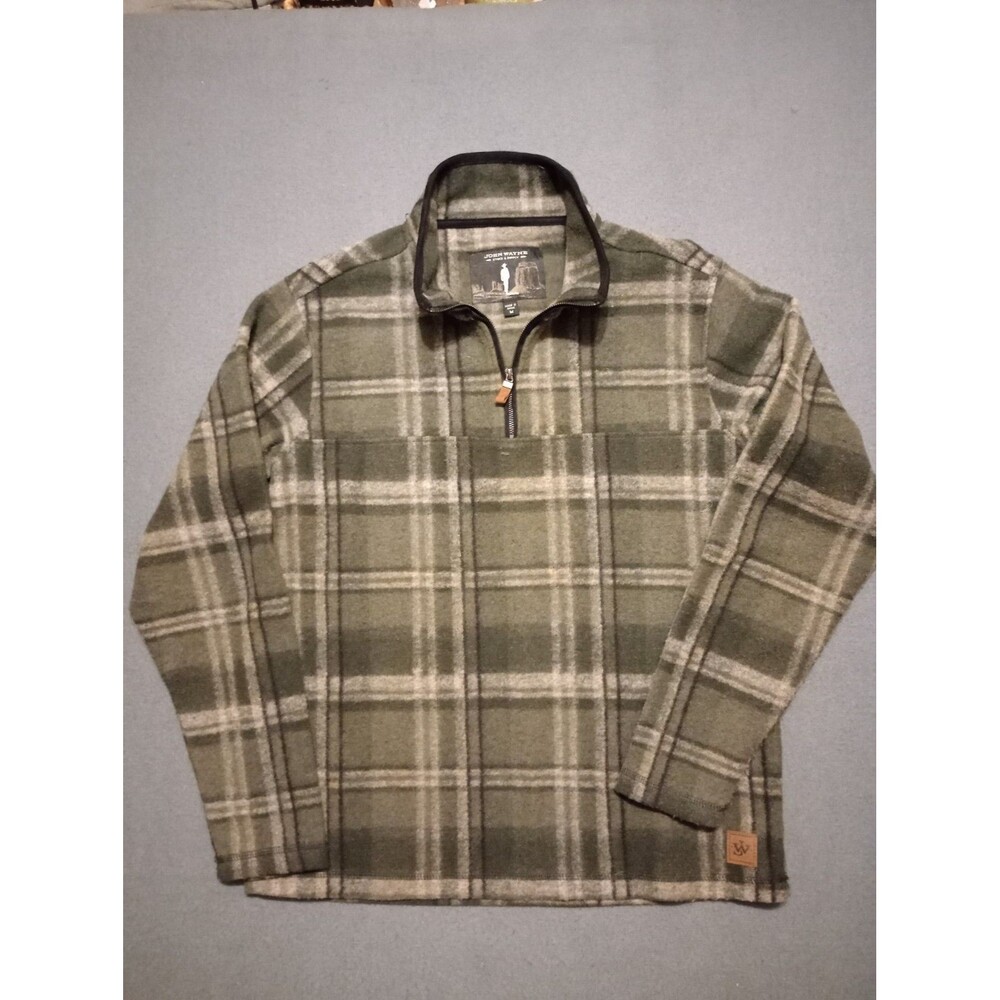 John Wayne Stock & Supply Fleece Pullover - Mens Size Medium Green